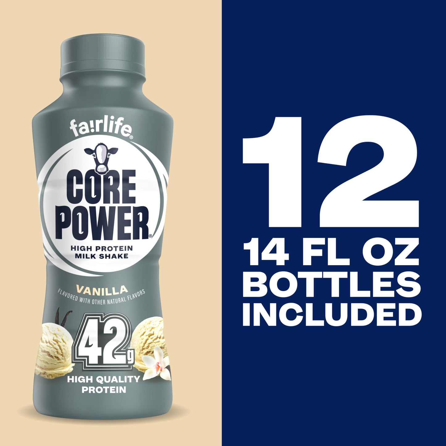 Core Power Fairlife Elite 42g High Protein Milk Shakes For kosher diet, Ready to Drink for Workout Recovery, Chocolate, 14 Fl Oz (Pack of 12), Liquid, Bottle