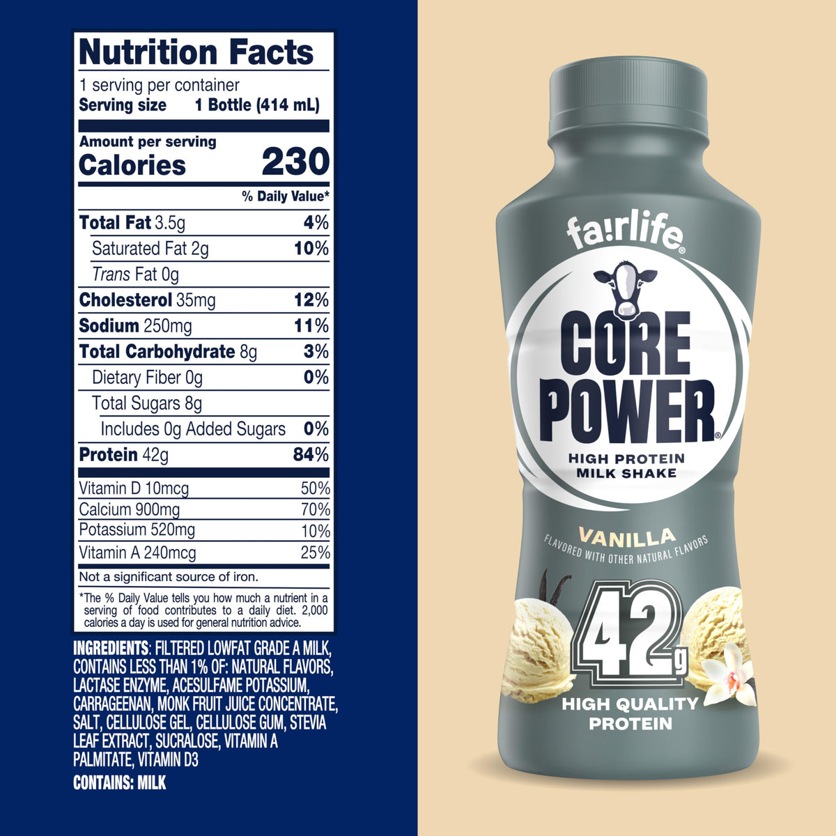 Core Power Fairlife Elite 42g High Protein Milk Shakes For kosher diet, Ready to Drink for Workout Recovery, Chocolate, 14 Fl Oz (Pack of 12), Liquid, Bottle