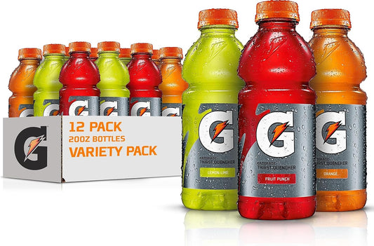 Gatorade Thirst Quencher Sports Drink, Variety Pack, 20oz Bottles, 12 Pack, Electrolytes for Rehydration